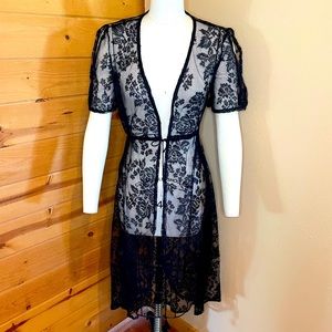 Black Lace Swimsuit, beach Coverup Robe